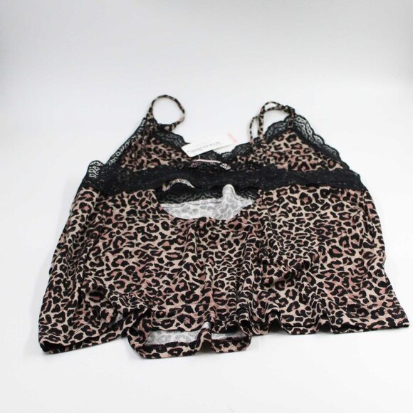 La Vie En Rose Medium Soft Jersey Lace Detail Leopard Print Cami - Picture 2 of 2